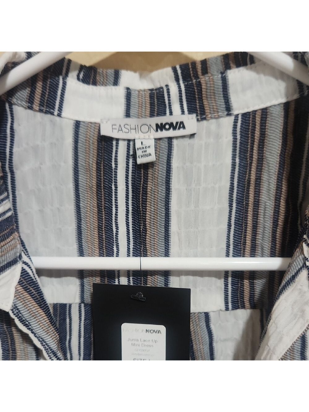 NWT Fashion Nova Navy and White Striped Dress, Large - Picture 4 of 6